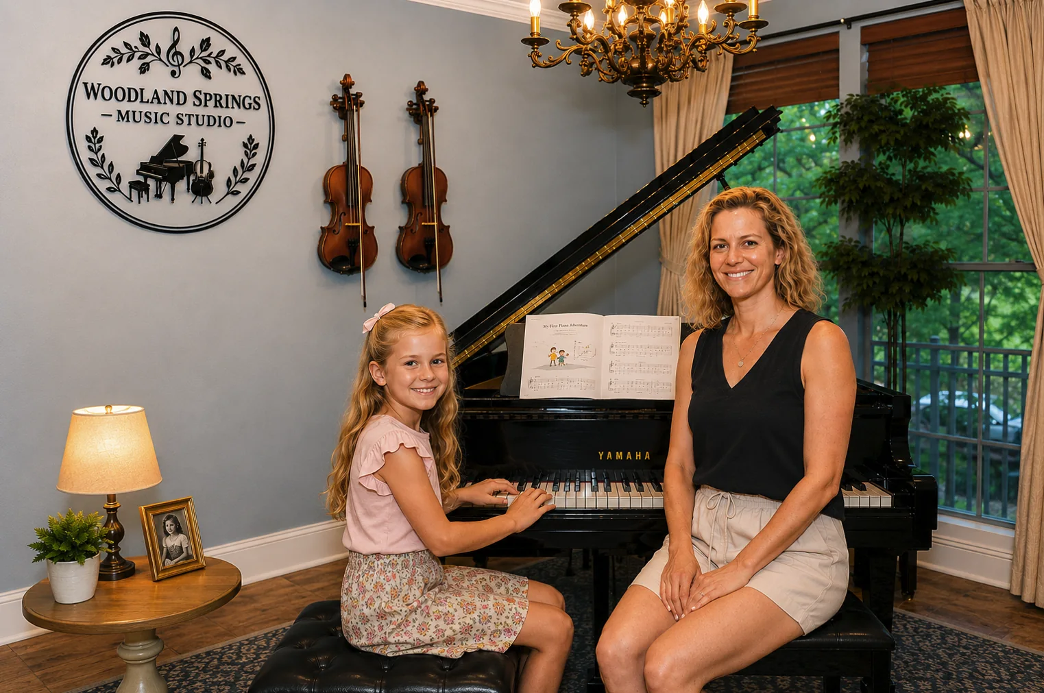 Dobrusia guiding a young piano student