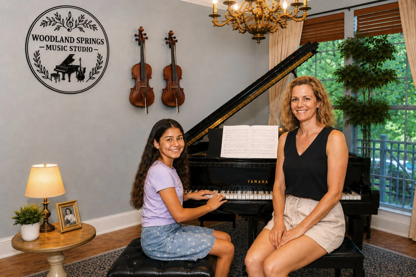 Student at the grand piano with Dobrusia